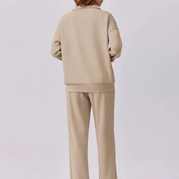 Oversized Half-Zip Sweatsuit Set Loose Fit Wide Leg Tracksuit Y2K Chic